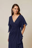 Load image into Gallery viewer, Dark Green Chiffon Sheath Ruched Long Mother of the Bride Dress with Ruffles