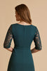 Load image into Gallery viewer, Pine Chiffon A Line Ruched Midi Mother of the Bride Dress with Lace