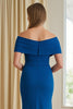 Load image into Gallery viewer, Blue Sheath Off The Shoulder Long Mother of the Bride Dress with Slit