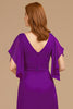 Load image into Gallery viewer, Grape Chiffon V-Neck Appliqued Long Mother of the Bride Dress with Ruffles
