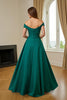 Load image into Gallery viewer, Dark Green A Line Satin Off The Shoulder Long Mother of the Bride Dress