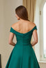 Load image into Gallery viewer, Dark Green A Line Satin Off The Shoulder Long Mother of the Bride Dress