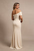 Load image into Gallery viewer, Apricot Satin Mermaid Ruched Long Mother of the Bride Dress with Ruffles