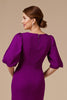 Load image into Gallery viewer, Grape Satin Mermaid V-Neck Long Mother of the Bride Dress with Sleeves