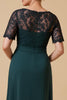 Load image into Gallery viewer, Pine Chiffon A Line V-Neck Long Mother of the Bride Dress with Sleeves