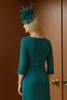 Load image into Gallery viewer, Pine Sheath Chiffon Boat Neck Asymmetrical Mother of the Bride Dress