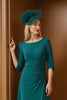 Load image into Gallery viewer, Pine Sheath Chiffon Boat Neck Asymmetrical Mother of the Bride Dress