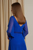 Load image into Gallery viewer, Royal Blue V-Neck A Line Asymmetrical Mother of the Bride Dress with Sleeves