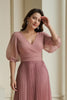Load image into Gallery viewer, Dusty Rose Chiffon Pleated Long Mother of the Bride Dress with Sleeves