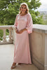 Load image into Gallery viewer, Candy Pink Sheath Round Neck Long Mother of the Bride Dress with Sleeves