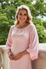 Load image into Gallery viewer, Candy Pink Sheath Round Neck Long Mother of the Bride Dress with Sleeves
