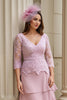 Load image into Gallery viewer, Blush Appliqued Chiffon Long Mother of the Bride Dress with Sleeves