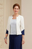 Load image into Gallery viewer, Navy 3 Piece Long Mother of the Bride Outfits with Sleeves