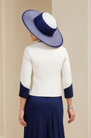 Load image into Gallery viewer, Navy 3 Piece Long Mother of the Bride Outfits with Sleeves