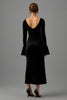 Load image into Gallery viewer, Black Sheath Velvet V Neck Long Formal Dress with Sleeves