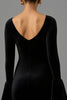 Load image into Gallery viewer, Black Sheath Velvet V Neck Long Formal Dress with Sleeves