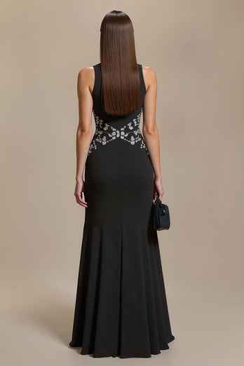 Mermaid Black Long Formal Dress with Appliques