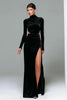 Load image into Gallery viewer, Black Velvet Sheath High Neck Cut Out Long Holiday Party Dress