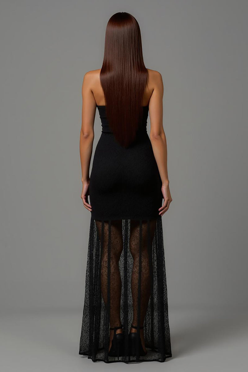 Load image into Gallery viewer, Black Sheath V Neck 3D Flowers Long Formal Dress with Lace