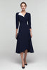 Load image into Gallery viewer, Black and White A Line Patchwork Ruched Midi Work Dress