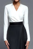 Load image into Gallery viewer, Black and White V-Neck Pleated Midi Work Dress with Slit