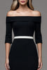 Load image into Gallery viewer, Black Off the Shoulder Half Sleeves  Pencil Midi Work Dress