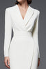 Load image into Gallery viewer, Ivory Simple Pencil Shawl Lapel Long Blazer Dress with Sleeves