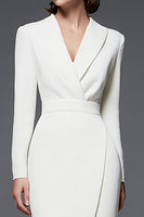 Load image into Gallery viewer, Simple Ivory Pencil Shawl Lapel Long Sleeves Blazer Dress
