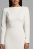 Load image into Gallery viewer, Simple Ivory Bateau Neck Pencil Midi Work Dress with Slit
