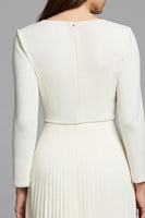 Load image into Gallery viewer, Ivory A Line Pleated Square Neck Long Sleeves Work Dress