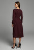 Load image into Gallery viewer, Cabernet Sheath Satin Bateau Long Sleeves Midi Work Dress with Slit
