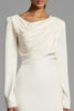 Load image into Gallery viewer, Ivory Sheath Ruched Long Sleeves Work Dress with Slit