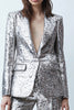 Load image into Gallery viewer, 2 Piece Sparkly Silver Sequins Wide Leg Women Prom Suits