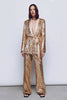 Load image into Gallery viewer, Sparkly Gold Sequins 2 Piece Women Prom Suits with Sash
