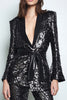 Load image into Gallery viewer, Sparkly 2 Piece Black Sequins Women Prom Suits with Sash