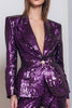Load image into Gallery viewer, 2 Piece Sparkly Dark Purple Sequins Women Prom Suits with Sleeves