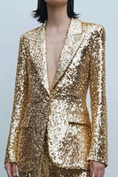 Load image into Gallery viewer, Sparkly Gold 2 Piece Sequins Women Prom Suits with Pockets