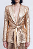 Load image into Gallery viewer, Sparkly Gold Sequins Peak Lapel 2 Piece Women Prom Suits