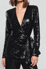 Load image into Gallery viewer, 2 Piece Sparkly Black Sequins Women Prom Suits