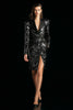 Load image into Gallery viewer, Sparkly Black Peak Lapel Sequins Women Blazer Dress with Slit