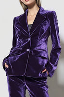 Load image into Gallery viewer, 2 Piece Dark Purple Velvet Notched Lapel Business Suits