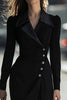 Load image into Gallery viewer, Black Sheath Single Breasted Long Sleeves Blazer Dress