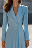Load image into Gallery viewer, Sky Blue Satin A Line Shawl Lapel Midi Blazer Dress with Sleeves