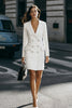 Load image into Gallery viewer, Ivory Satin Pencil Double Breasted Short Blazer Dress