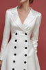 Load image into Gallery viewer, Ivory Satin A Line Double Breasted Midi Blazer Dress