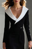 Load image into Gallery viewer, Black and White Pencil Shawl Lapel Long Blazer Dress with Slit