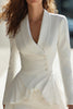 Load image into Gallery viewer, Ivory Pencil Ruffled Shawl Lapel Short Blazer Dress with Sleeves