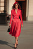 Load image into Gallery viewer, Red Satin A Line 2 Piece Peak Lapel Business Suits with Sleeves