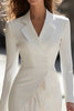 Load image into Gallery viewer, Ivory Satin Pencil Ruffled Short Blazer Dress with Sleeves