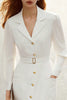 Load image into Gallery viewer, Ivory Satin Pencil Notched Lapel Midi Blazer Dress with Pockets